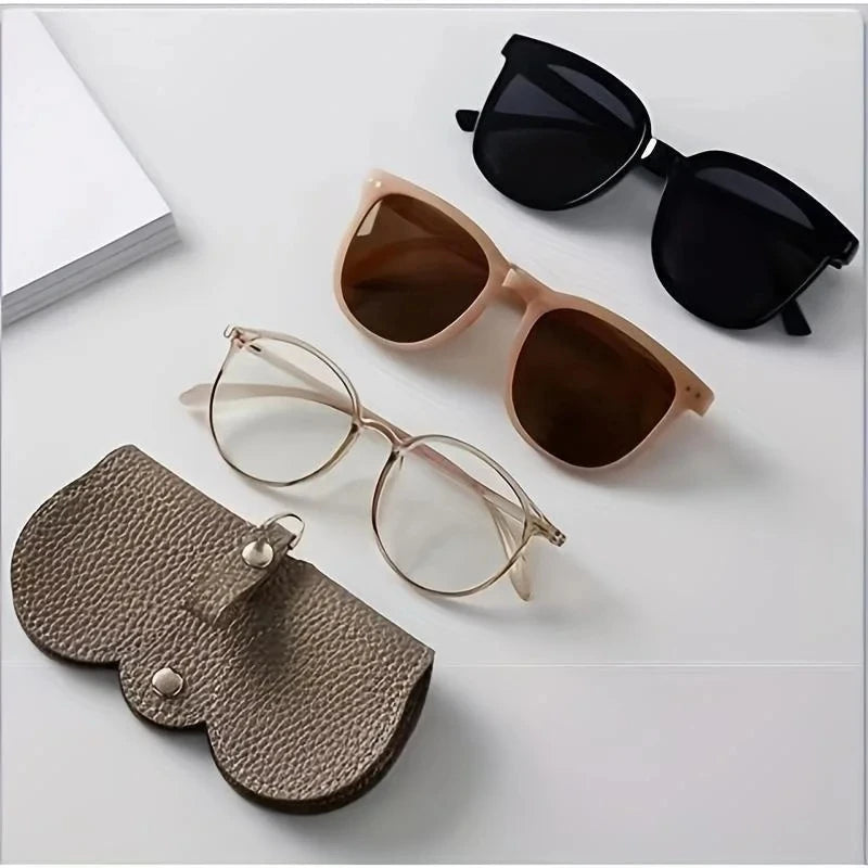 Litchi Embossed Glasses Cover Cute Hanging Pu Leather Sunglasses Reading Glasses Storage Bag Portable Travel Eyewear Holder