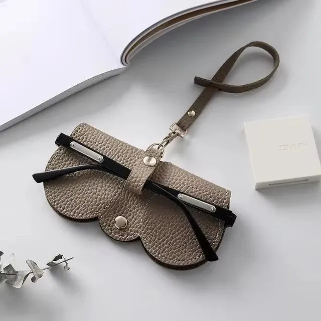 Litchi Embossed Glasses Cover Cute Hanging Pu Leather Sunglasses Reading Glasses Storage Bag Portable Travel Eyewear Holder